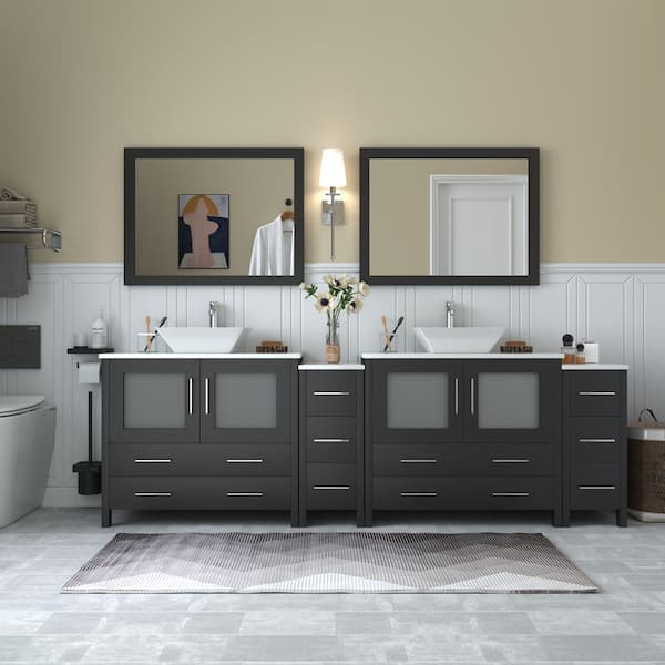 Vanity Art Ravenna 96 In W Bathroom Vanity In Espresso With Double Basin In White Engineered 