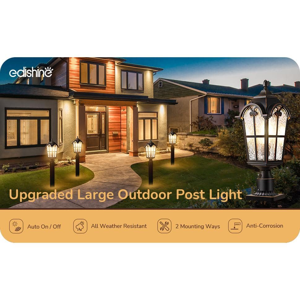22'' Black Aluminum Dusk to Dawn Outdoor Pier Mount Light
