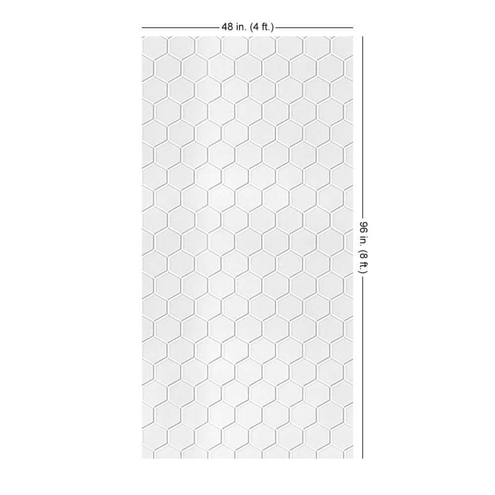 Hex 4ft x 8ft Gloss White 3D PVC Decorative Wall Panels
