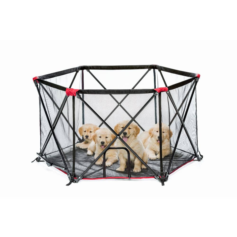 Carlson Red Six Panel Portable Pet Play Yard with Mesh