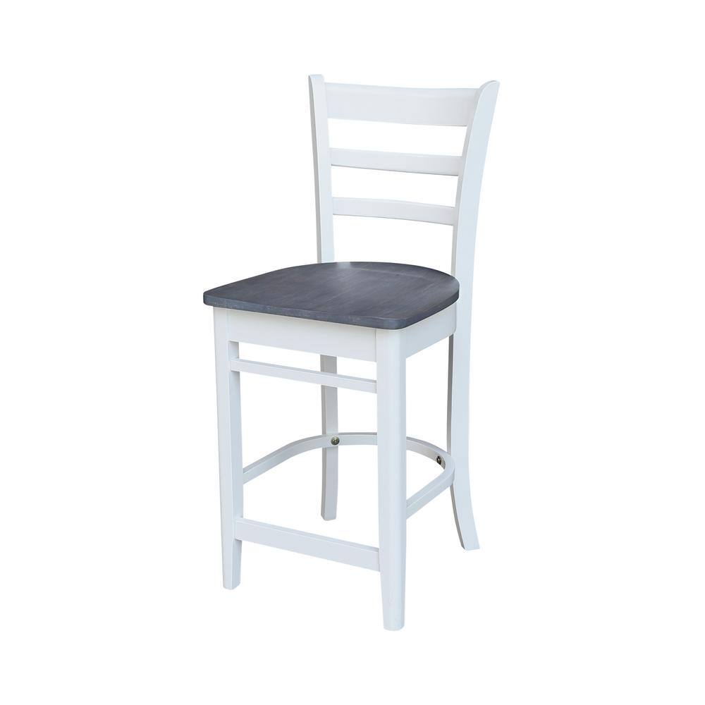 Emily 24" Solid Parawood Counterheight Stool in Hickory/Washed Coal