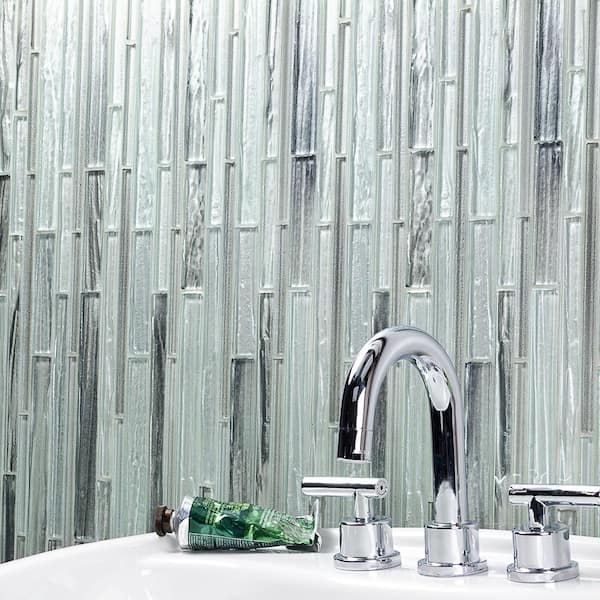 Midtown Sense Railroad Haze 11.87 in. x 12.62 in. Glass Wall Tile (1.04 sq. ft.)