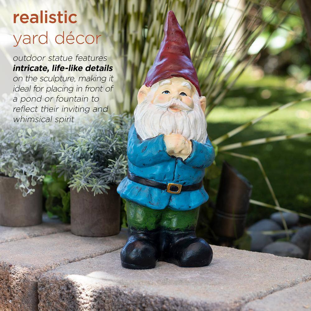 12" Colorful Polystone Bearded Garden Gnome Statue with Red Hat