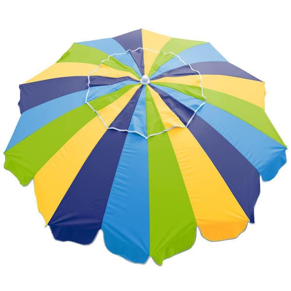 Rio Polyester 7 ft. Twenty Panel Beach Umbrella with Integrated Sand Anchor Multi