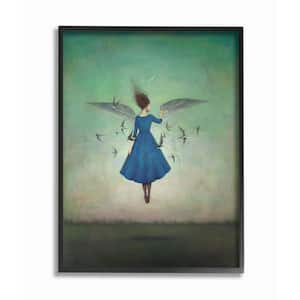 11 in. x 14 in. "Beauty and Birds at Night Blue and Teal Illustration" by Duy Huynh Framed Wall Art