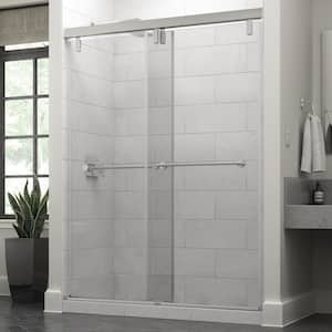 Mod 60 in. x 71-1/2 in. Soft-Close Frameless Sliding Shower Door in Chrome with 3/8 in. Tempered Clear Glass