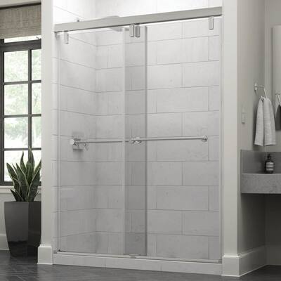 Framed Sliding Shower Door Chrome Towel Bar with Clear Acrylic Brackets