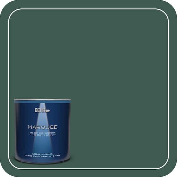 BEHR MARQUEE 1 qt. #PPF-02 Patio Green Satin Enamel Interior Paint & Primer