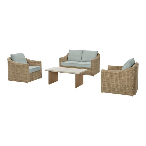 Havenridge 4-Piece Wicker Patio Conversation Set with CushionGuard Mist Cushions