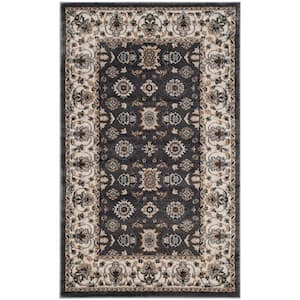 Lyndhurst Gray/Cream Doormat 3 ft. x 5 ft. Floral Geometric Speckled Area Rug