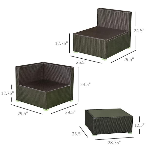 Outsunny 7 Piece Outdoor Patio Furniture Set, Pe Rattan Wicker