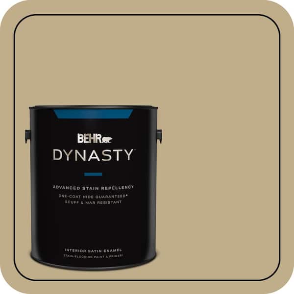 BEHR DYNASTY 1 gal. #S320-4 Oat Field One-Coat Hide Satin Enamel Interior Stain-Blocking Paint and Primer
