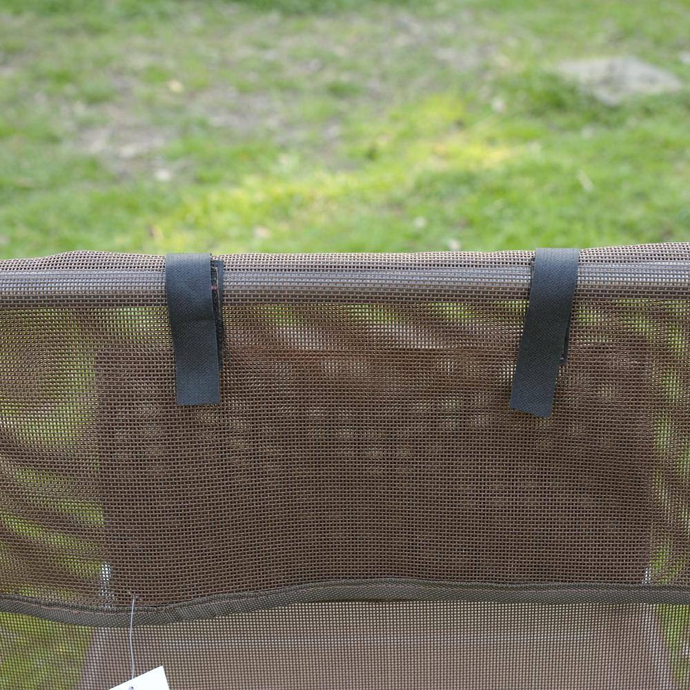 Brown Metal Foldable Outdoor Chaise Lounge with Mesh Fabric