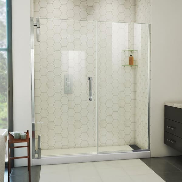 DreamLine Ascend 61 in. W x 72 in. H Pivot Frameless Shower Door in ...