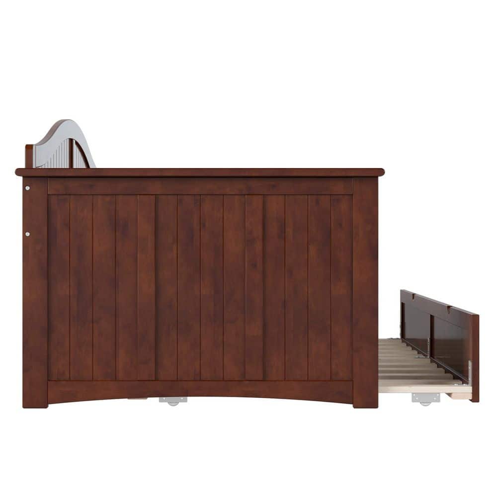 Nantucket Walnut Twin Wood Daybed with Trundle and Drawer