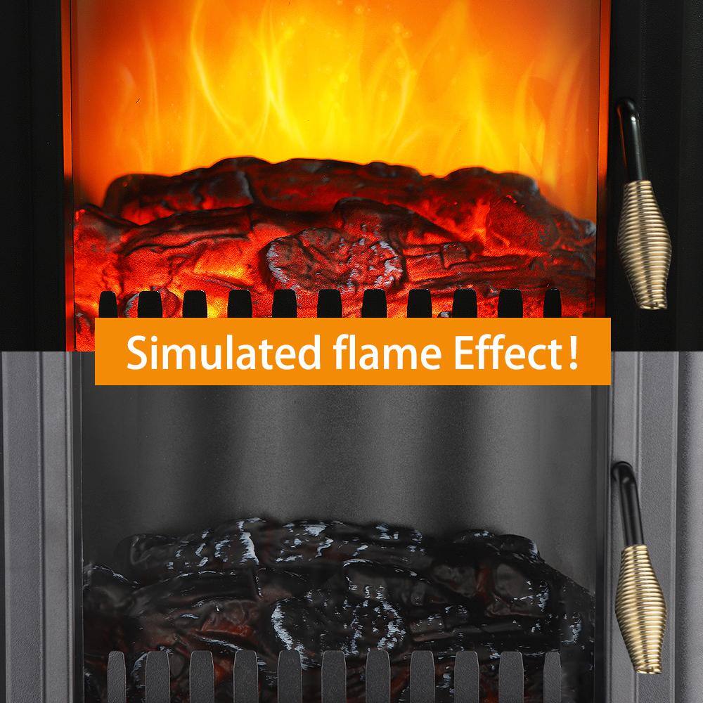 Compact Black Freestanding Infrared Electric Fireplace Stove