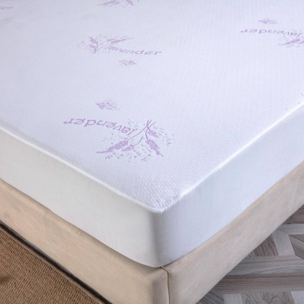 Twin Size White Lavender Infused Hypoallergenic Mattress Pad