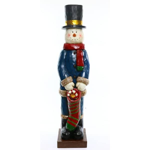 Alpine Corporation 48 in. Snowman with Christmas Stocking Statue