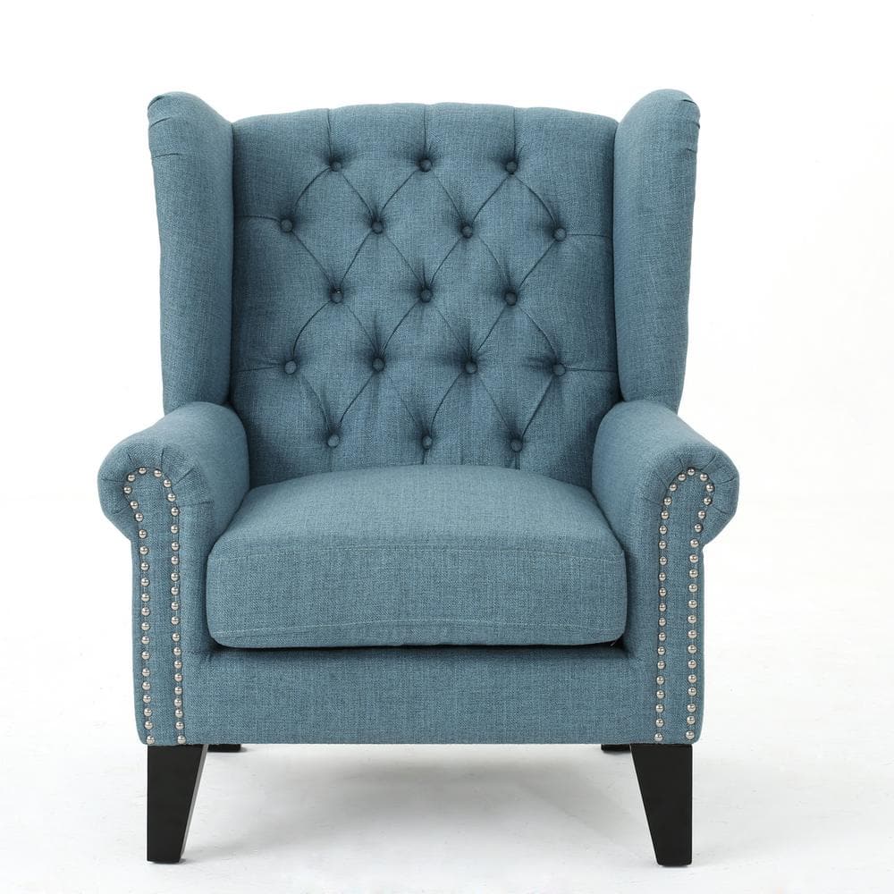 Laird Blue and Dark Brown Upholstered Accent Chair