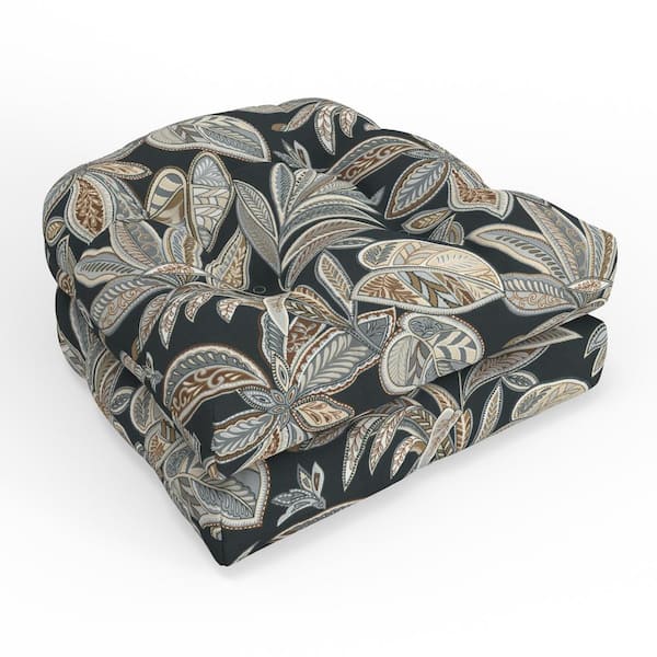 Pillow Perfect Botanical 19 in. W x 5 in. D Outdoor Square Tufted Wicker Seat Cushion 2 Count 19 in. x 19 in. Crestwood Rattan