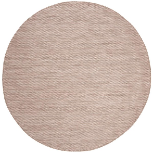 SAFAVIEH Beach House Beige 7 ft. x 7 ft. Round Striped Indoor/Outdoor Patio  Area Rug