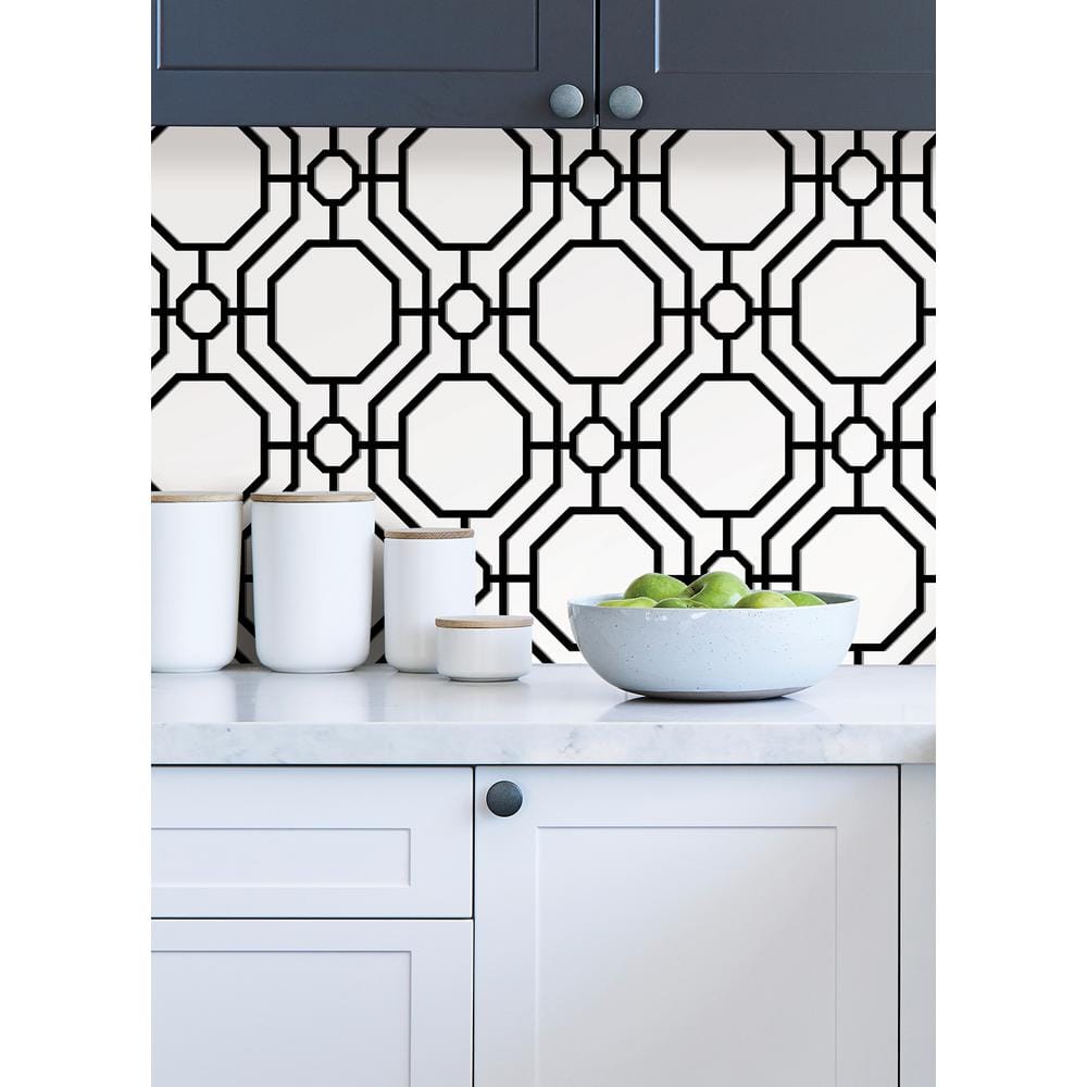 Crawford Black and White Geometric Peel and Stick Wallpaper
