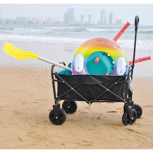 1.8 cu. ft. Steel Folding Garden Cart Shopping Beach Cart in Black and Blue