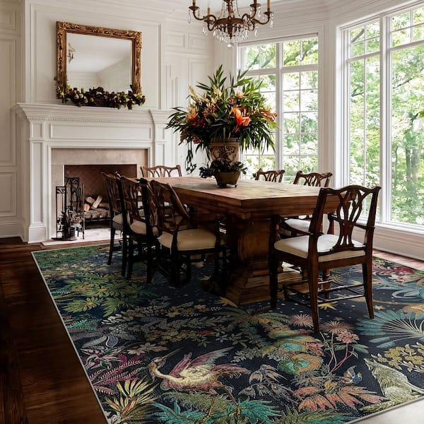 Bohemian 8 ft. x 10 ft. Distressed Black Soft Area Rug