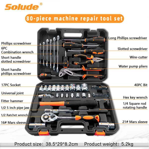 80-Piece Home Tool Kit with Hard Shell Carrier