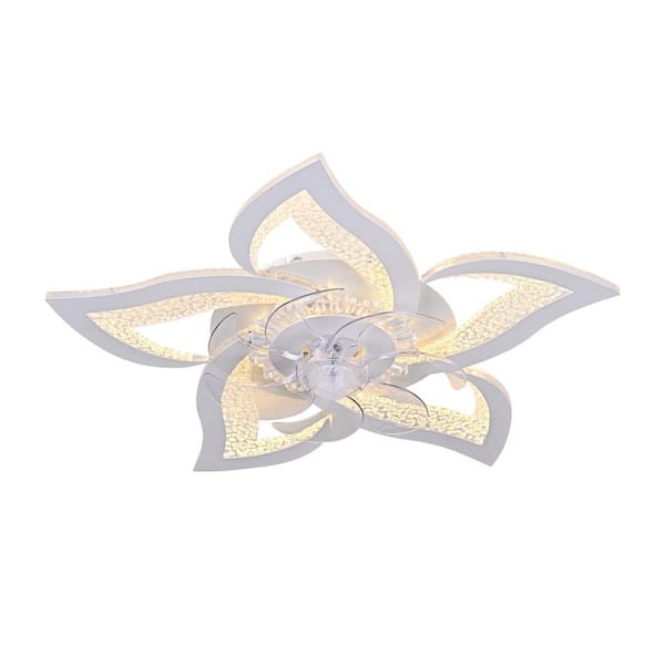 24.6 in. Modern 6 Speeds Indoor Flower Shape Dimming Flush Mount Ceiling Fans Lamp LED with Remote Control