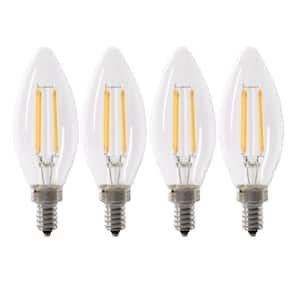 40-Watt Equivalent B10 Dimmable Filament CEC Clear Glass Chandelier E12 Candelabra LED Light Bulb Daylight (4-Pack)