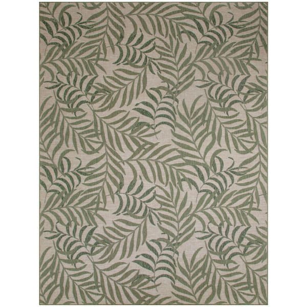 Nourison Garden Oasis Ivory Green 8 ft. x 10 ft. Nature-inspired Contemporary Area Rug