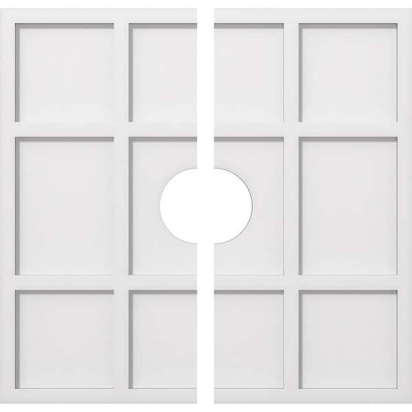 Ekena Millwork 1 in. P X 9 in. C X 26 in. OD X 5 in. ID Rubik Architectural Grade PVC Contemporary Ceiling Medallion, Two Piece