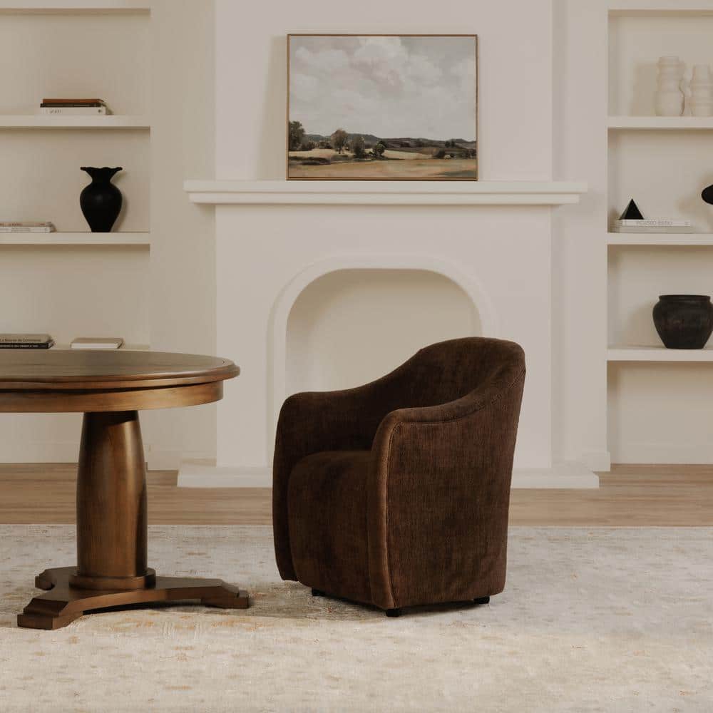 Laken Dark Brown Rolling Dining Chair, Contemporary Upholstery with Plywood Frame - Rolling/Stable Option price history on PriceWatchPro