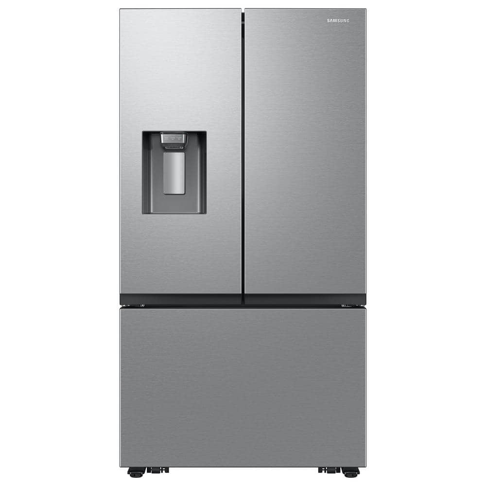 3-Door French Door Refrigerator with External water and ice dispenser with recessed handles in Stainless Steel