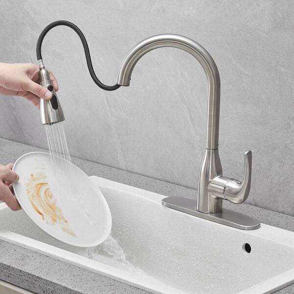 Zalerock PowerClean Gooseneck Single Handle Pull Down Sprayer