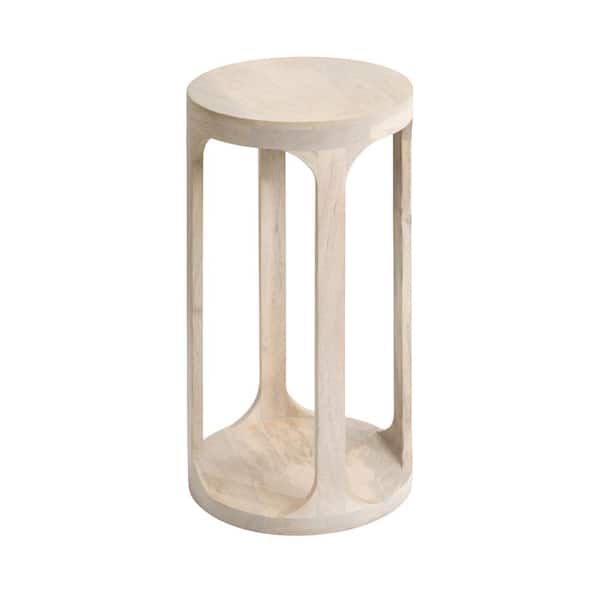 Kate and Laurel Dahl 12.00 in. White Round Solid Wood End Table