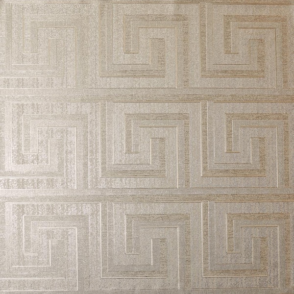 Arthouse Greek Key Metallic Shine Foil Vinyl Wallpaper