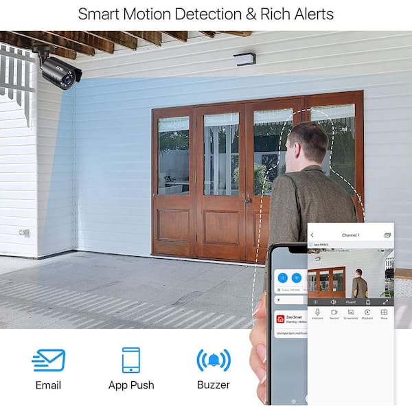 8-Channel 5 MP-Lite 1TB Hard Drive Home Security Camera System with 1080p 4 Wired Bullet Camera and 4 Dome Camera