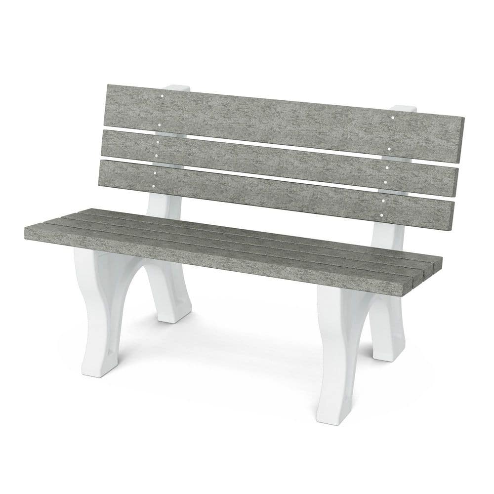 Heritage 4 ft. Dark Gray and White HDPE Plastic Outdoor Park Bench price history on PriceWatchPro