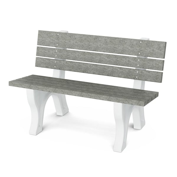Wildridge Heritage 4 ft. Dark Gray and White HDPE Plastic Outdoor Park Bench