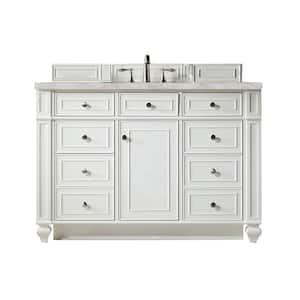 Bristol 48.0 in. W x 23.5 in. D x 34.0 in. H Bathroom Vanity in Bright White with Victorian Silver Silestone Quartz Top