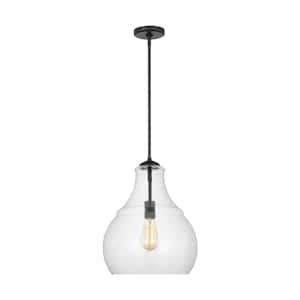 Zola 1-Light Midnight Black Hanging Pendant Light with Clear Glass Shade