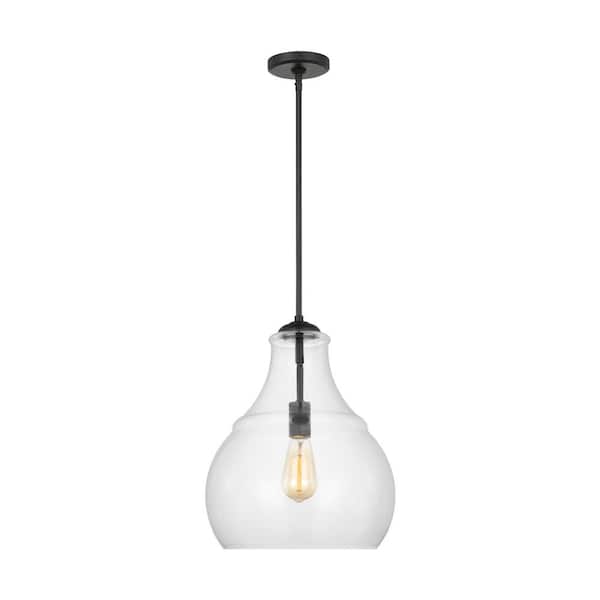 Generation Lighting Zola 1-Light Midnight Black Hanging Pendant Light with Clear Glass Shade