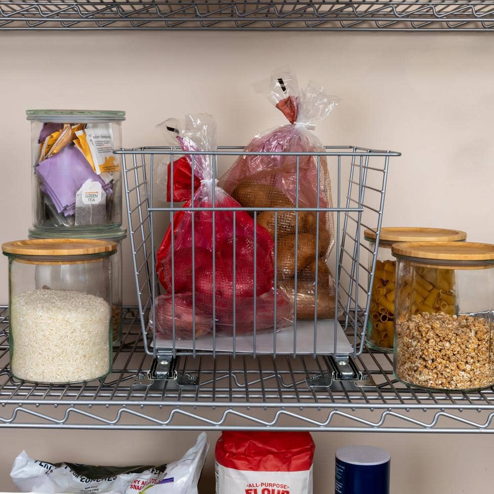 Silver Industrial-Grade Sliding Vegetable-Fruit Bin with PE Liner