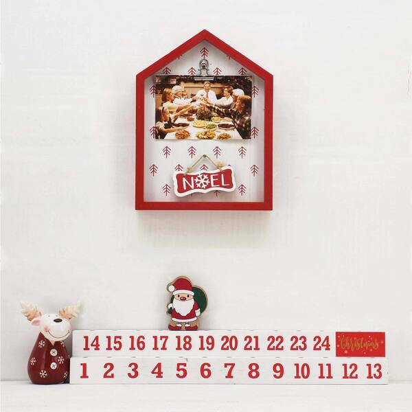 PARISLOFT 11.125 in. Wood Christmas House Shaped Wall Plaque with