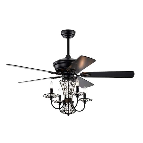 Logmey 52 in. Indoor Ceiling Fan in Black with Light Kit Remote Control and Reversible Blades