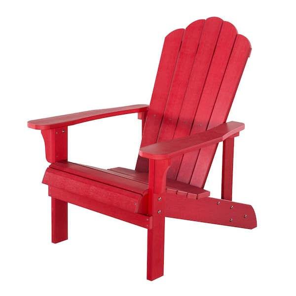 Misopily Outdoor Red Folding Plastic Adirondack Chair, Patio Chair Weather Resistant