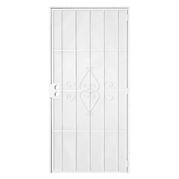 Unique Home Designs 30 in. x 80 in. Su Casa White Surface Mount Outswing Steel Security Door with Expanded Metal Screen