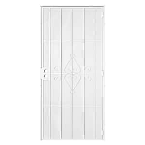 32 in. x 80 in. Universible White Steel Surface Mount Outswing Steel Security Door with Expanded Metal Screen